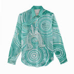 50 Years Deadly NAIDOC Week 2026 Personalised Women Casual Shirt Dhari Cyan Indigenous Art