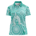 50 Years Deadly NAIDOC Week 2026 Personalised Women Polo Shirt Dhari Cyan Indigenous Art