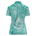 50 Years Deadly NAIDOC Week 2026 Personalised Women Polo Shirt Dhari Cyan Indigenous Art