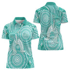50 Years Deadly NAIDOC Week 2026 Personalised Women Polo Shirt Dhari Cyan Indigenous Art