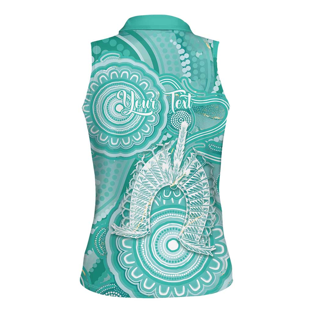 50 Years Deadly NAIDOC Week 2026 Personalised Women Sleeveless Polo Shirt Dhari Cyan Indigenous Art