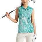 50 Years Deadly NAIDOC Week 2026 Personalised Women Sleeveless Polo Shirt Dhari Cyan Indigenous Art