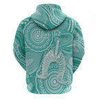50 Years Deadly NAIDOC Week 2026 Personalised Zip Hoodie Dhari Cyan Indigenous Art