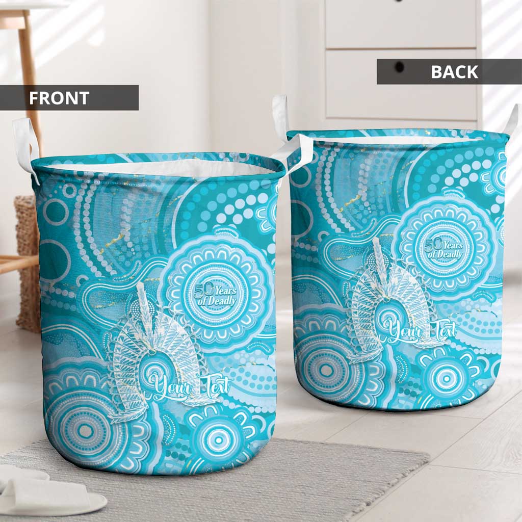 50 Years Deadly NAIDOC Week 2026 Personalised Laundry Basket Dhari Blue Indigenous Art