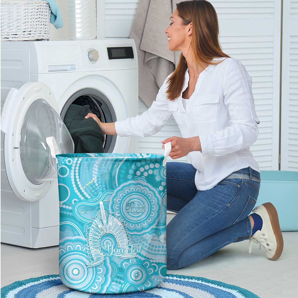 50 Years Deadly NAIDOC Week 2026 Personalised Laundry Basket Dhari Blue Indigenous Art
