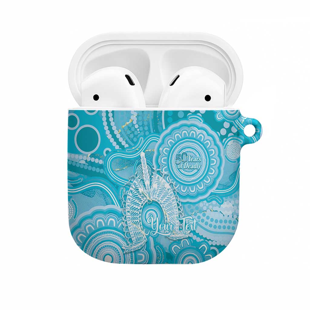 50 Years Deadly NAIDOC Week 2026 Personalised AirPods Case Dhari Blue Indigenous Art
