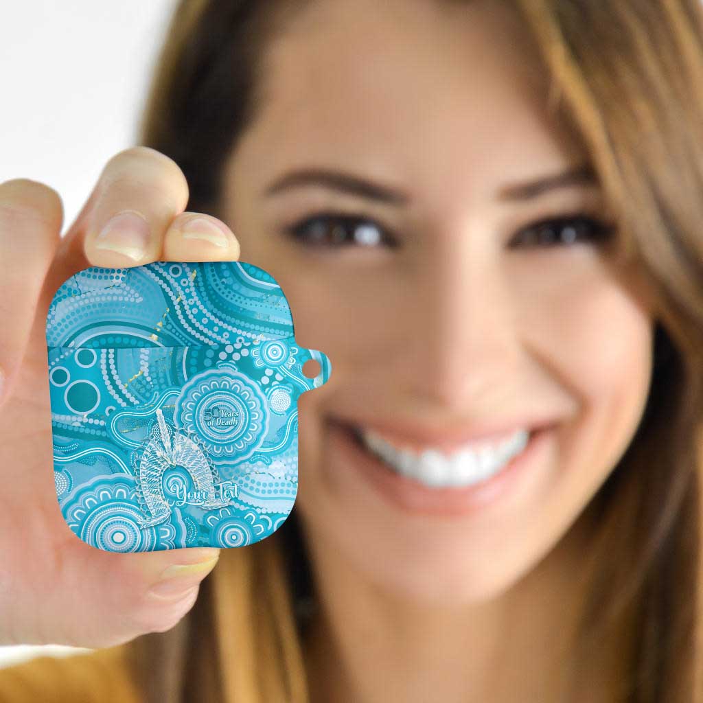 50 Years Deadly NAIDOC Week 2026 Personalised AirPods Case Dhari Blue Indigenous Art