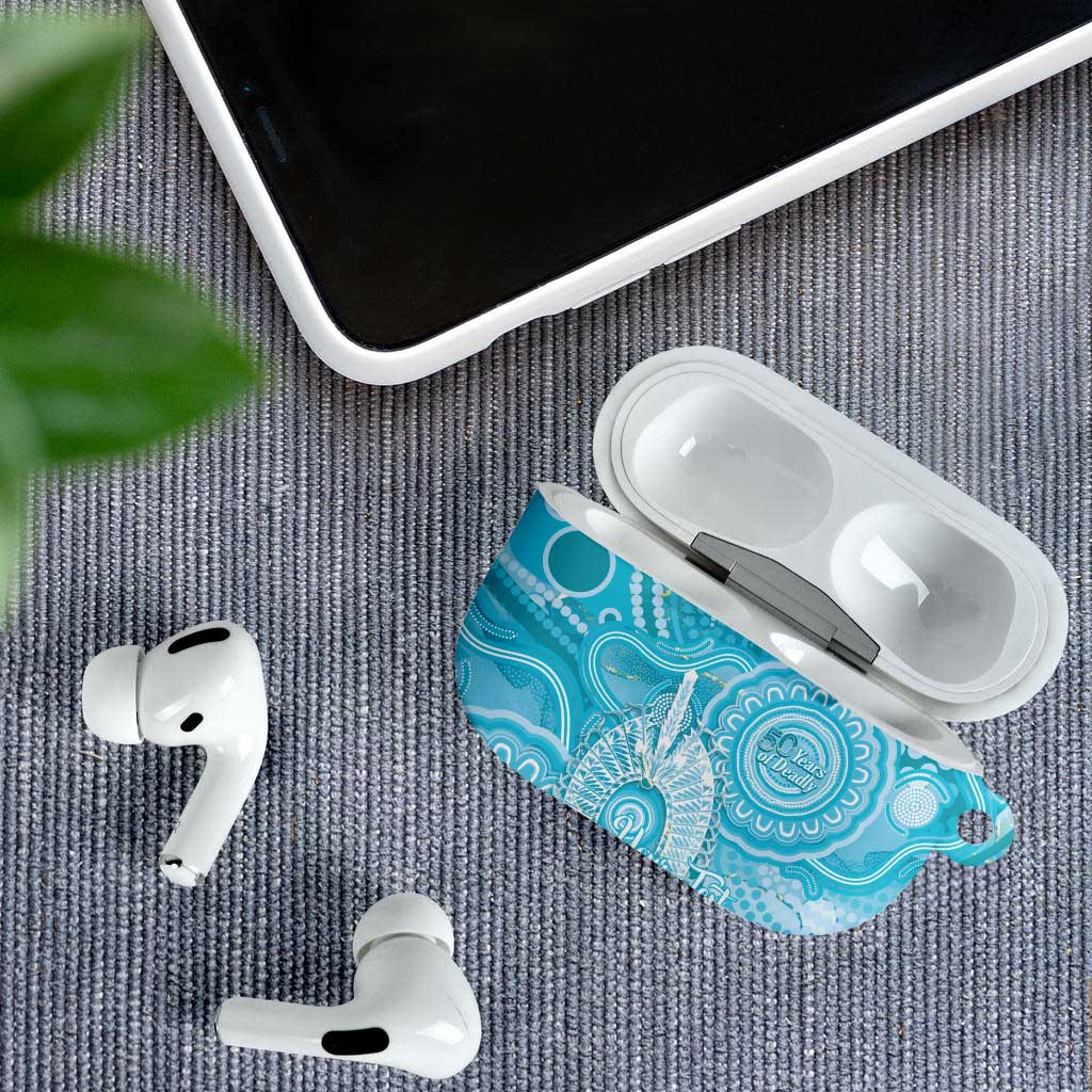 50 Years Deadly NAIDOC Week 2026 Personalised AirPods Case Dhari Blue Indigenous Art