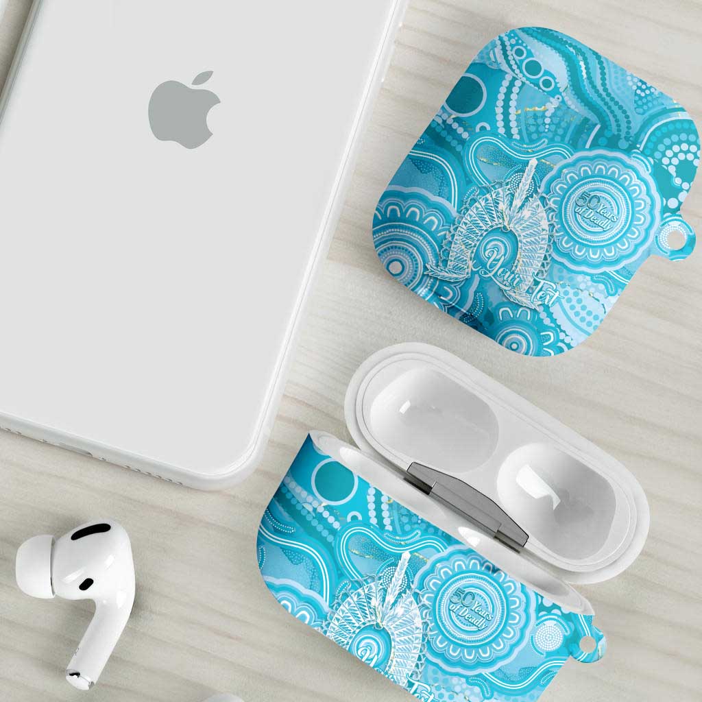 50 Years Deadly NAIDOC Week 2026 Personalised AirPods Case Dhari Blue Indigenous Art