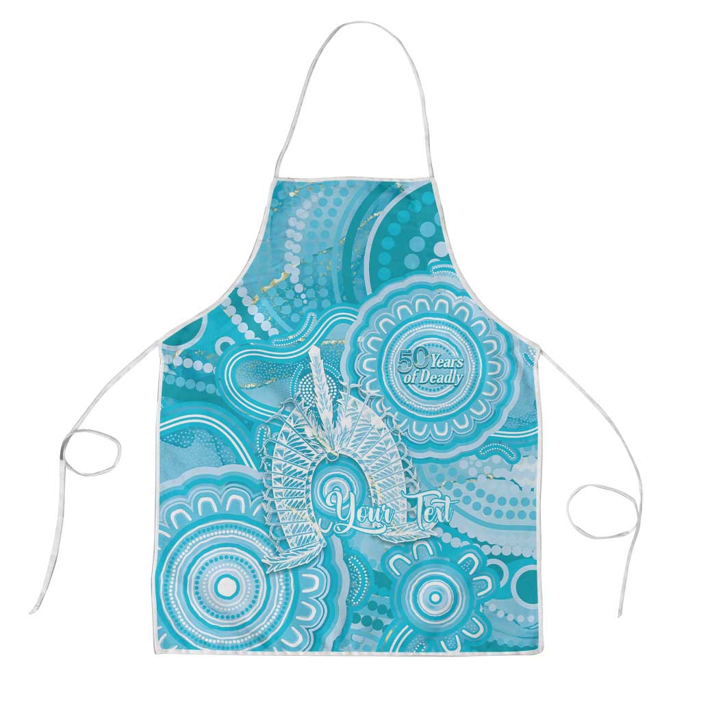 50 Years Deadly NAIDOC Week 2026 Personalised Apron Dhari Blue Indigenous Art