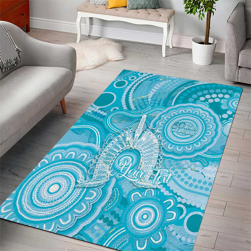 50 Years Deadly NAIDOC Week 2026 Personalised Area Rug Dhari Blue Indigenous Art