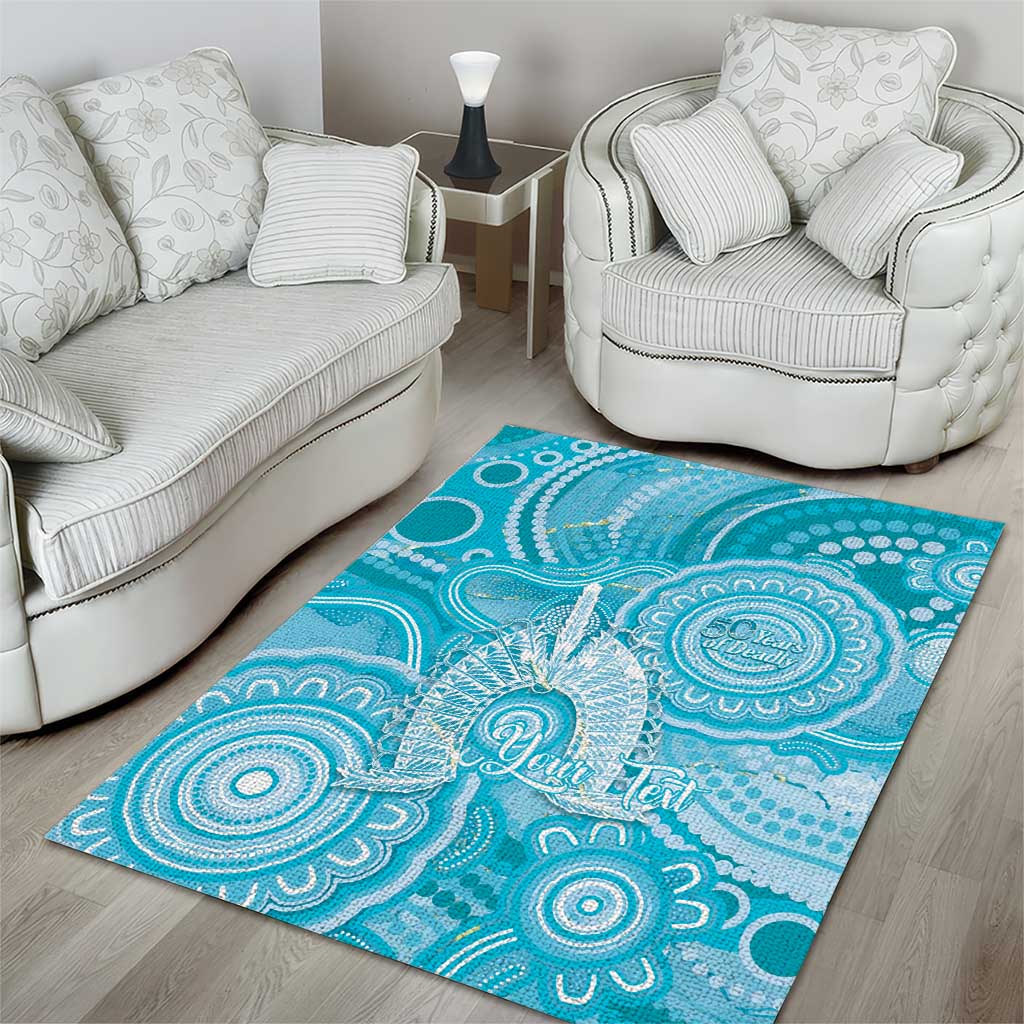 50 Years Deadly NAIDOC Week 2026 Personalised Area Rug Dhari Blue Indigenous Art