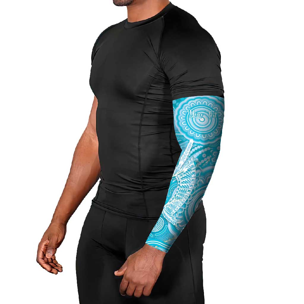 50 Years Deadly NAIDOC Week 2026 Personalised Arm Sleeves Dhari Blue Indigenous Art
