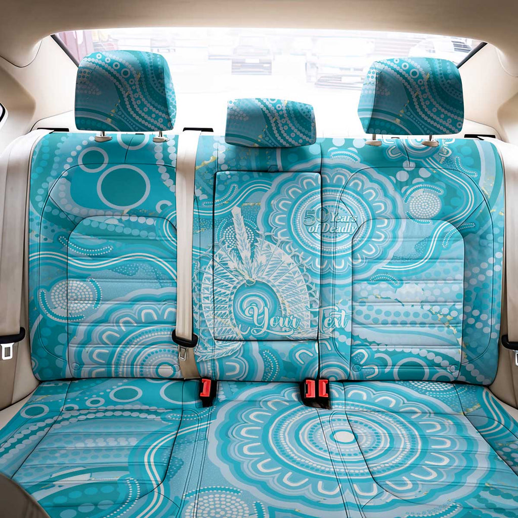 50 Years Deadly NAIDOC Week 2026 Personalised Back Car Seat Cover Dhari Blue Indigenous Art