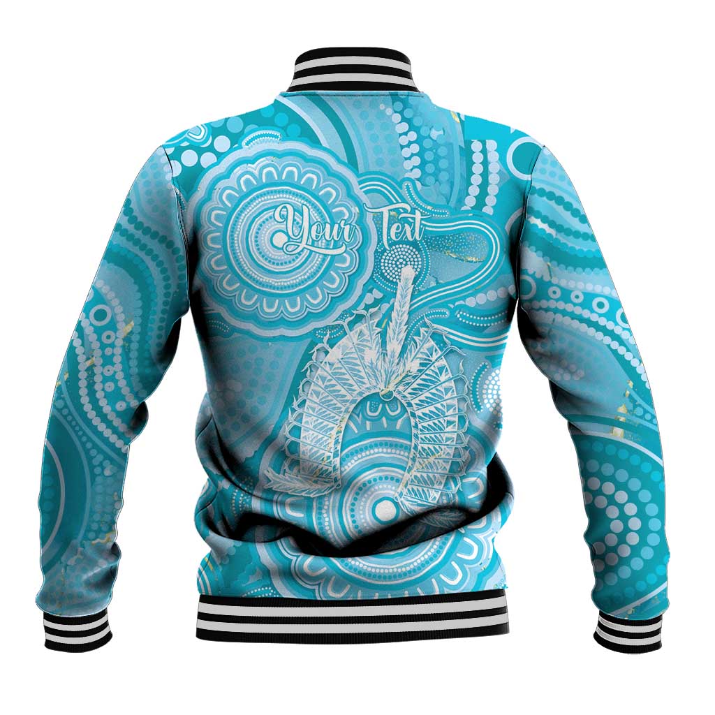 50 Years Deadly NAIDOC Week 2026 Personalised Baseball Jacket Dhari Blue Indigenous Art