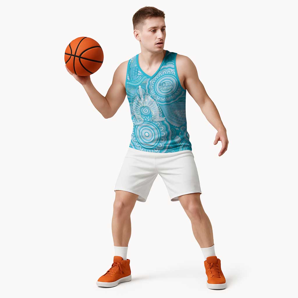 50 Years Deadly NAIDOC Week 2026 Personalised Basketball Jersey Dhari Blue Indigenous Art