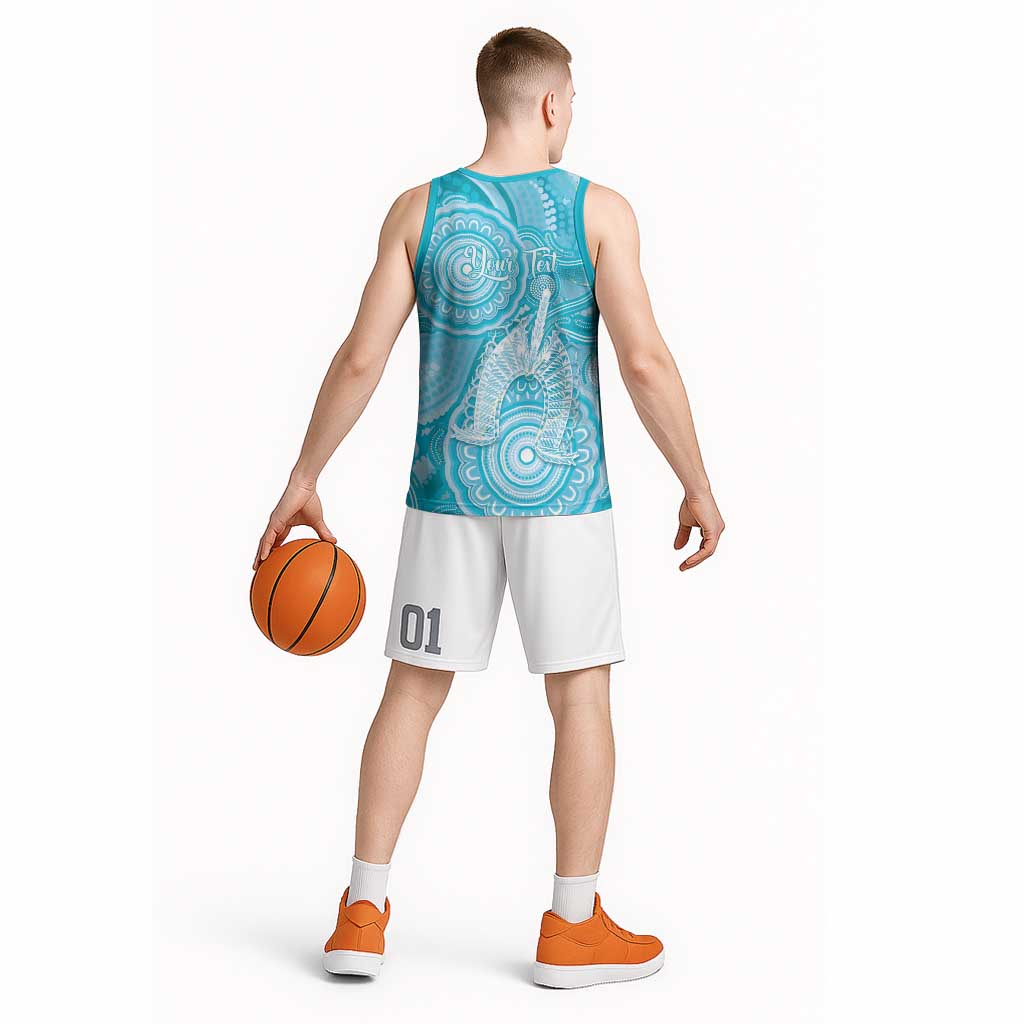 50 Years Deadly NAIDOC Week 2026 Personalised Basketball Jersey Dhari Blue Indigenous Art