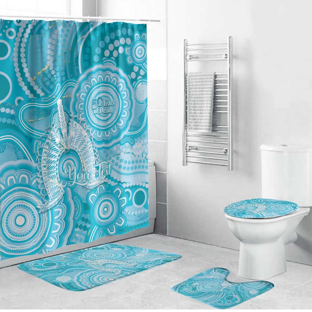 50 Years Deadly NAIDOC Week 2026 Personalised Bathroom Set Dhari Blue Indigenous Art
