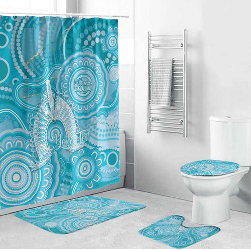 50 Years Deadly NAIDOC Week 2026 Personalised Bathroom Set Dhari Blue Indigenous Art