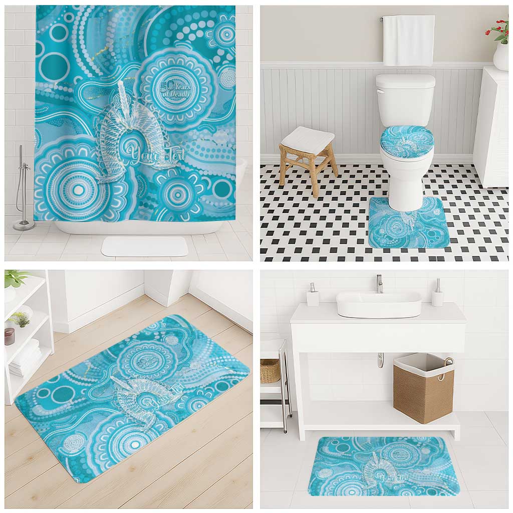 50 Years Deadly NAIDOC Week 2026 Personalised Bathroom Set Dhari Blue Indigenous Art