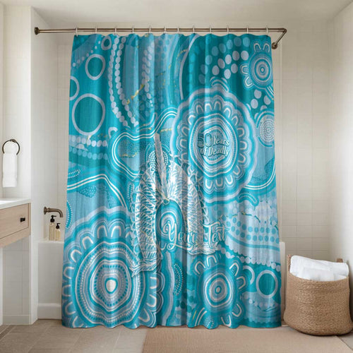 50 Years Deadly NAIDOC Week 2026 Personalised Bathroom Set Dhari Blue Indigenous Art