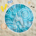 50 Years Deadly NAIDOC Week 2026 Personalised Beach Blanket Dhari Blue Indigenous Art