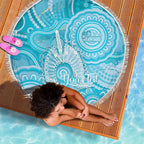50 Years Deadly NAIDOC Week 2026 Personalised Beach Blanket Dhari Blue Indigenous Art