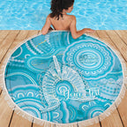 50 Years Deadly NAIDOC Week 2026 Personalised Beach Blanket Dhari Blue Indigenous Art