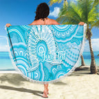 50 Years Deadly NAIDOC Week 2026 Personalised Beach Blanket Dhari Blue Indigenous Art