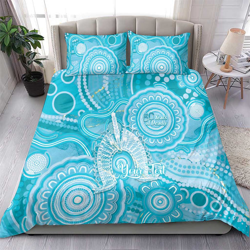 50 Years Deadly NAIDOC Week 2026 Personalised Bedding Set Dhari Blue Indigenous Art