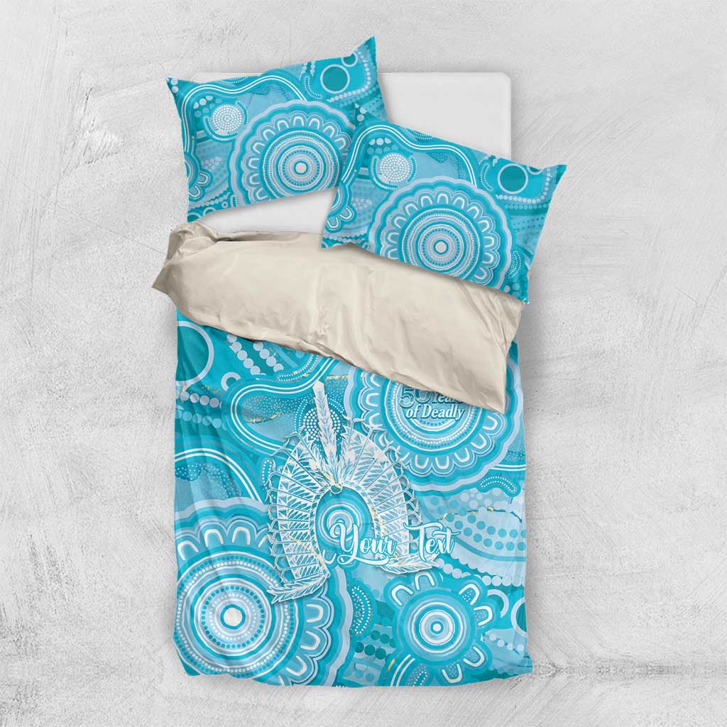 50 Years Deadly NAIDOC Week 2026 Personalised Bedding Set Dhari Blue Indigenous Art