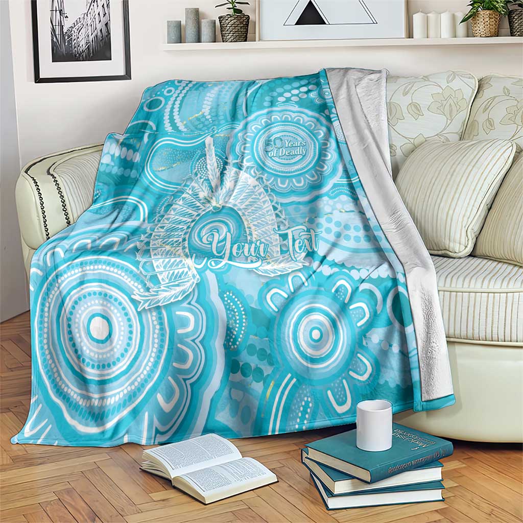 50 Years Deadly NAIDOC Week 2026 Personalised Blanket Dhari Blue Indigenous Art