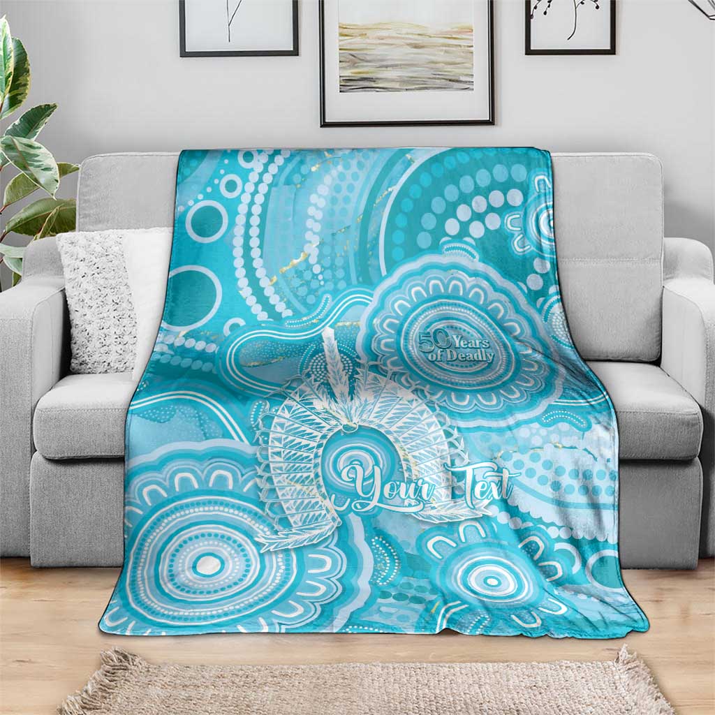 50 Years Deadly NAIDOC Week 2026 Personalised Blanket Dhari Blue Indigenous Art
