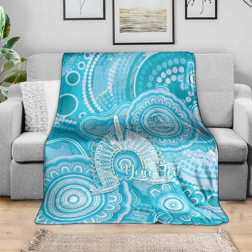 50 Years Deadly NAIDOC Week 2026 Personalised Blanket Dhari Blue Indigenous Art