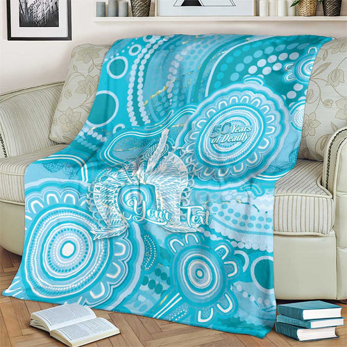 50 Years Deadly NAIDOC Week 2026 Personalised Blanket Dhari Blue Indigenous Art