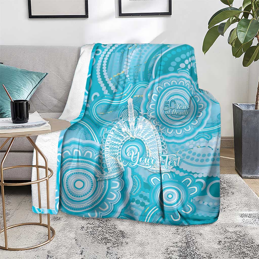 50 Years Deadly NAIDOC Week 2026 Personalised Blanket Dhari Blue Indigenous Art