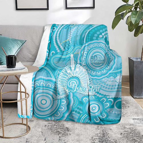 50 Years Deadly NAIDOC Week 2026 Personalised Blanket Dhari Blue Indigenous Art