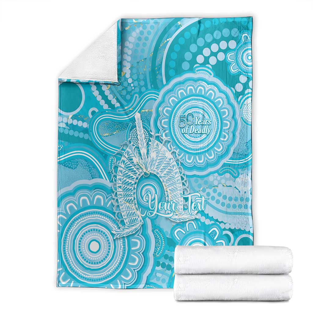 50 Years Deadly NAIDOC Week 2026 Personalised Blanket Dhari Blue Indigenous Art
