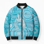 50 Years Deadly NAIDOC Week 2026 Personalised Bomber Puffer Jacket Dhari Blue Indigenous Art