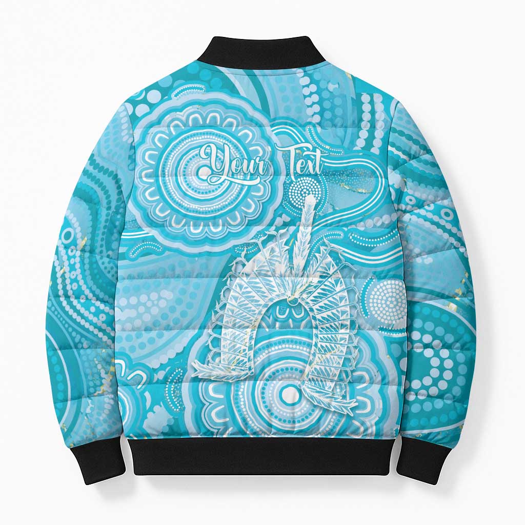 50 Years Deadly NAIDOC Week 2026 Personalised Bomber Puffer Jacket Dhari Blue Indigenous Art
