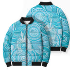 50 Years Deadly NAIDOC Week 2026 Personalised Bomber Puffer Jacket Dhari Blue Indigenous Art