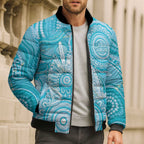 50 Years Deadly NAIDOC Week 2026 Personalised Bomber Puffer Jacket Dhari Blue Indigenous Art