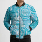50 Years Deadly NAIDOC Week 2026 Personalised Bomber Puffer Jacket Dhari Blue Indigenous Art