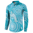 50 Years Deadly NAIDOC Week 2026 Personalised Button Sweatshirt Dhari Blue Indigenous Art