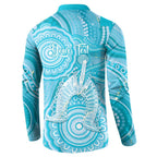 50 Years Deadly NAIDOC Week 2026 Personalised Button Sweatshirt Dhari Blue Indigenous Art