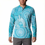 50 Years Deadly NAIDOC Week 2026 Personalised Button Sweatshirt Dhari Blue Indigenous Art
