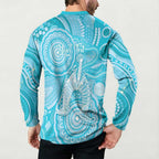 50 Years Deadly NAIDOC Week 2026 Personalised Button Sweatshirt Dhari Blue Indigenous Art