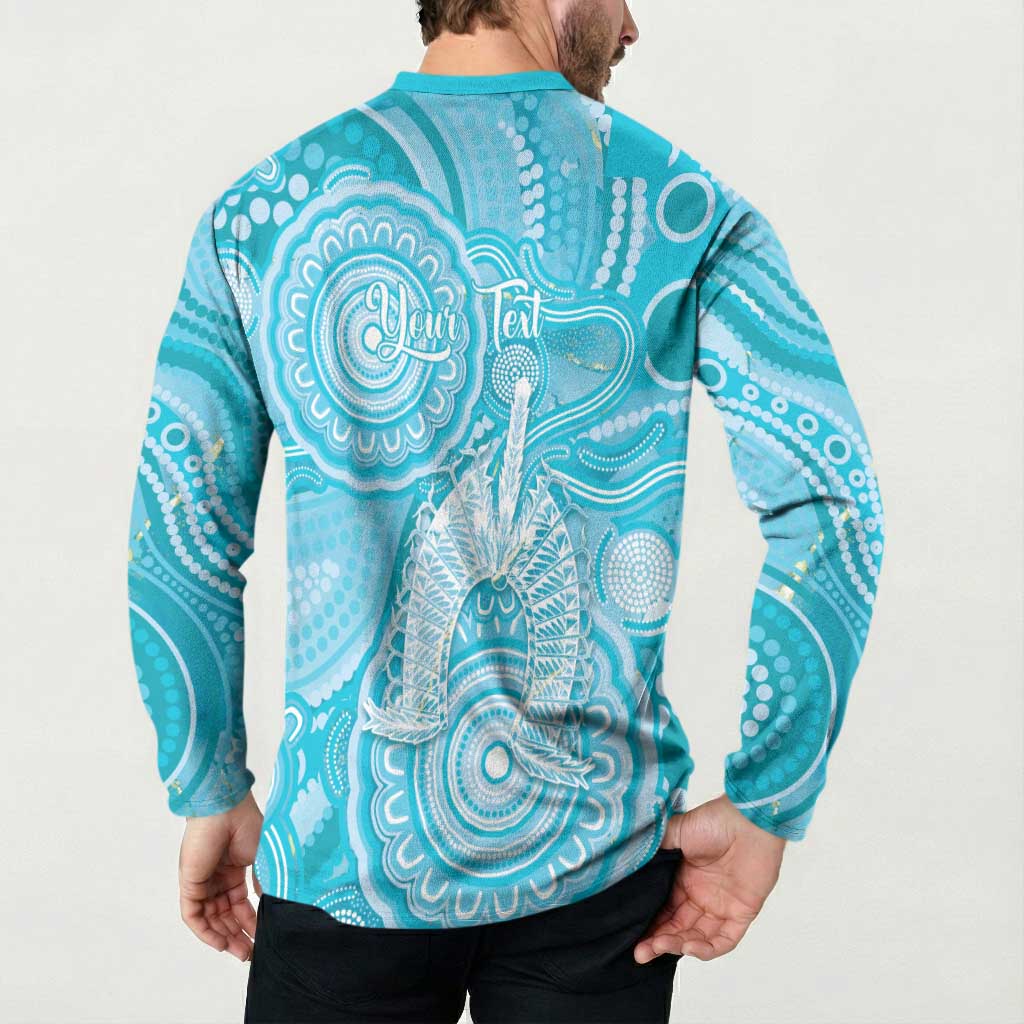 50 Years Deadly NAIDOC Week 2026 Personalised Button Sweatshirt Dhari Blue Indigenous Art