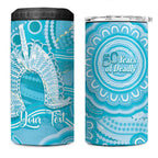 50 Years Deadly NAIDOC Week 2026 Personalised 4 in 1 Can Cooler Tumbler Dhari Blue Indigenous Art