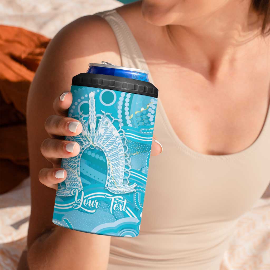 50 Years Deadly NAIDOC Week 2026 Personalised 4 in 1 Can Cooler Tumbler Dhari Blue Indigenous Art